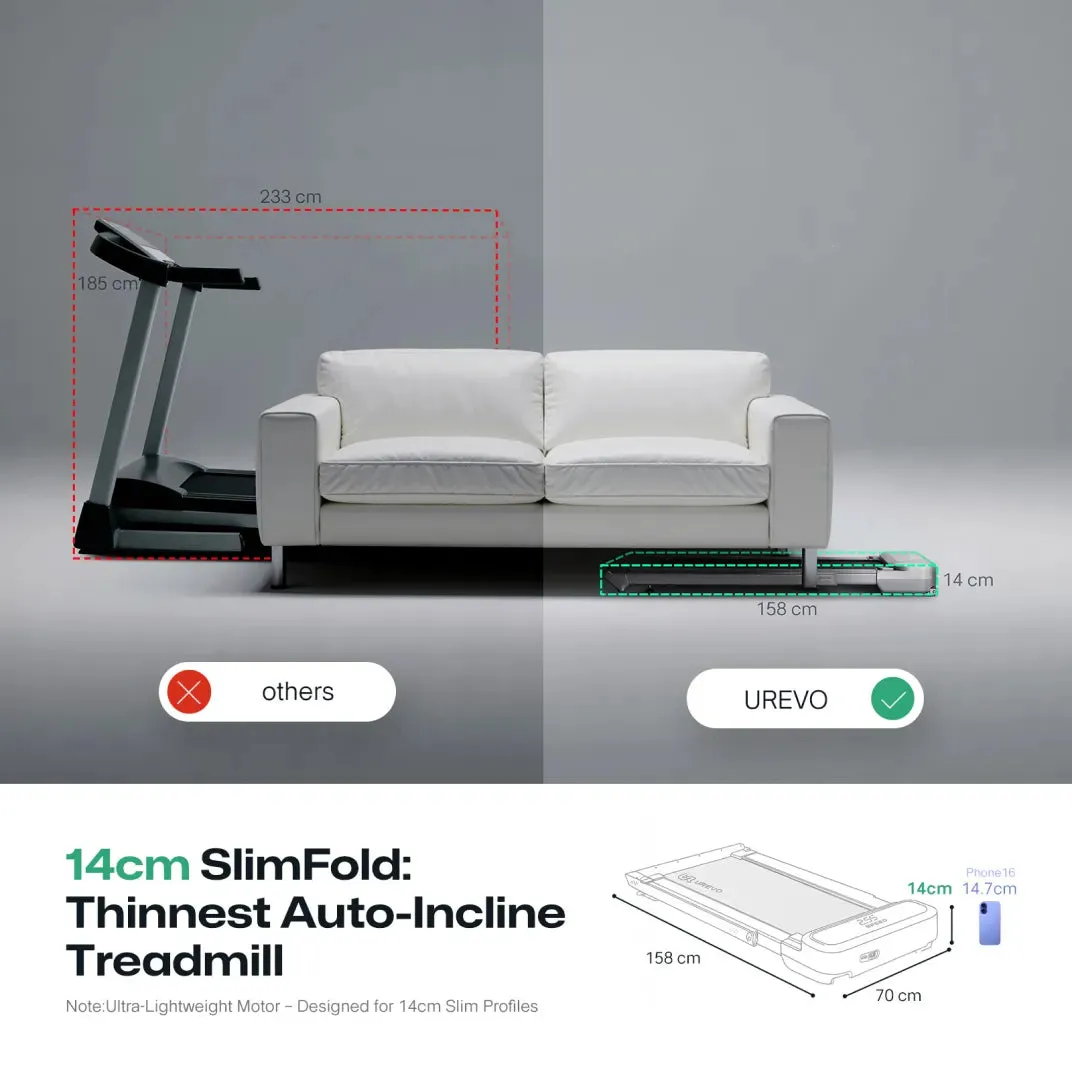 Urevo FoldiMix 5L Pro løbebånd sort 13,4 km/t