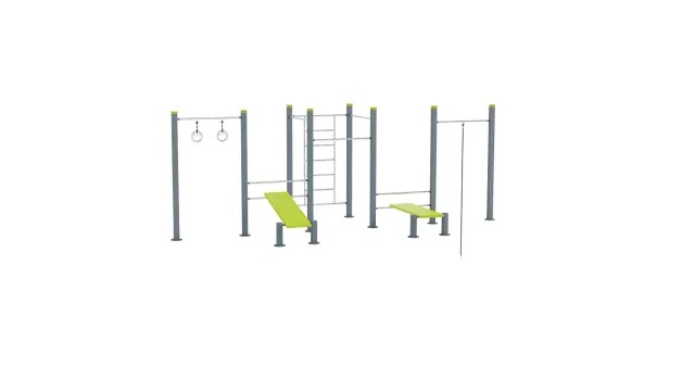 Denfit DSW4558 udendørs træningsstation med ringe og reb