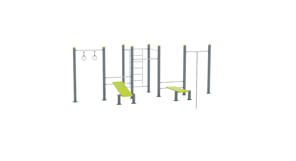 Denfit DSW4558 udendørs træningsstation med ringe og reb