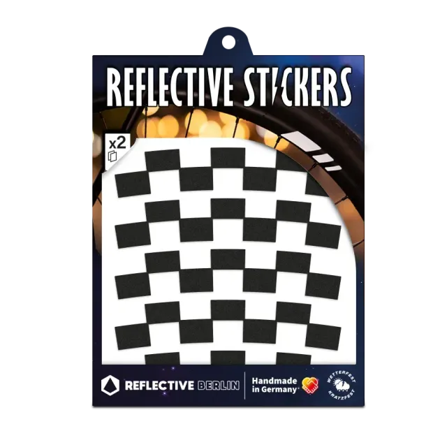 REFLECTIVE BERLIN Checker fælgklistermærker sort 20 mm
