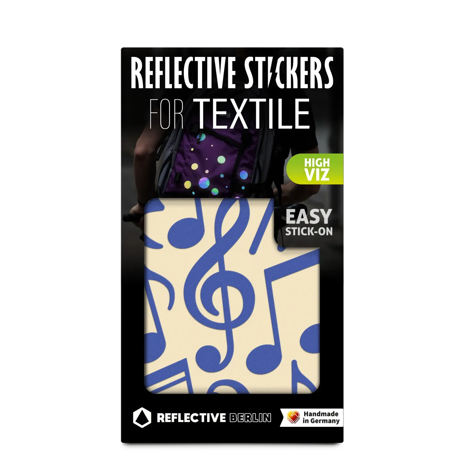 Reflective Berlin Music tekstilsticker refleks noder