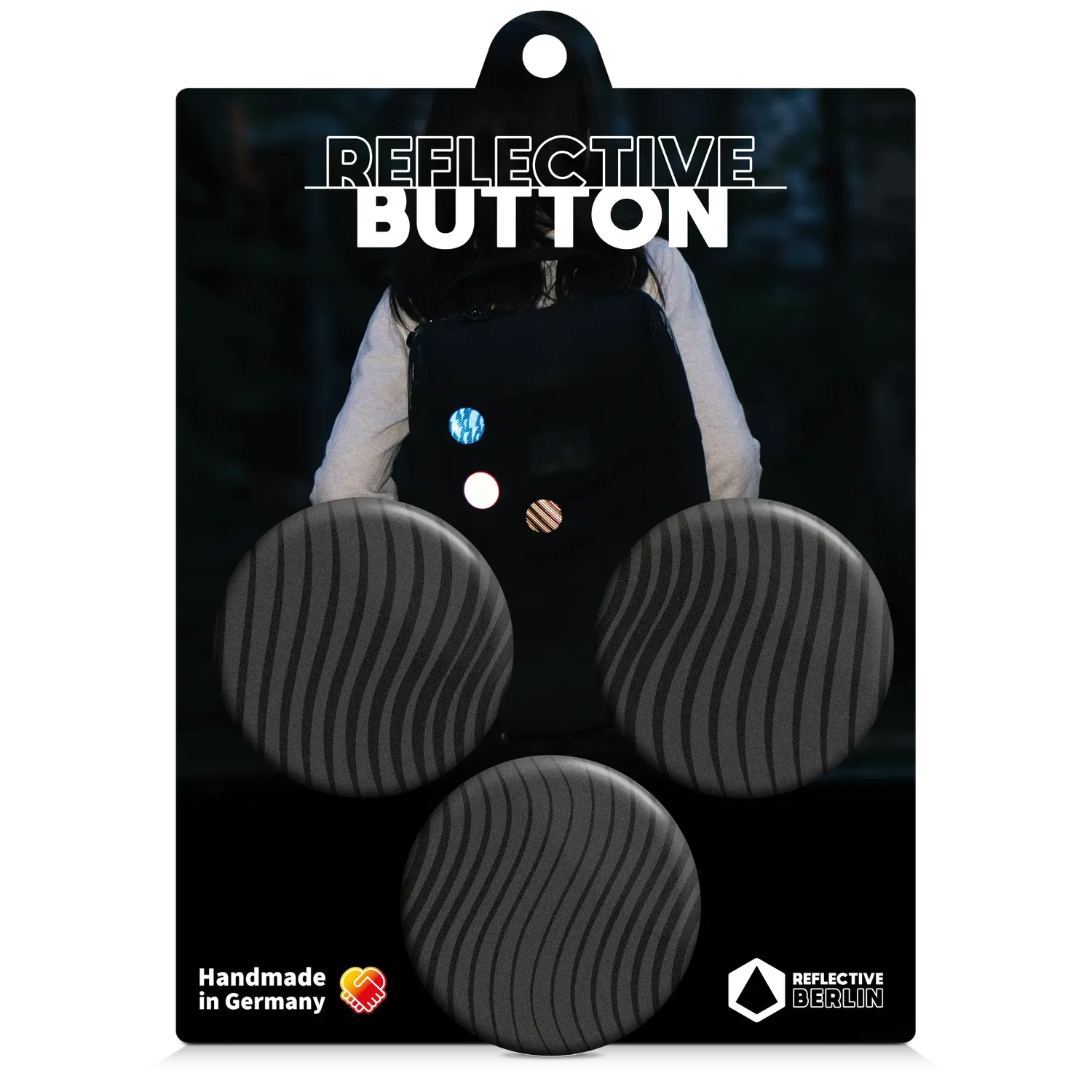 Reflective Berlin Dunes refleks-button 50 mm sort
