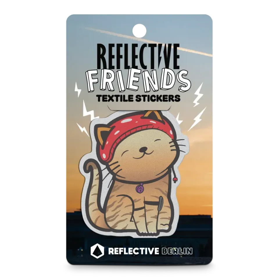 Reflective Berlin Friends Miez tekstilsticker kat refleks