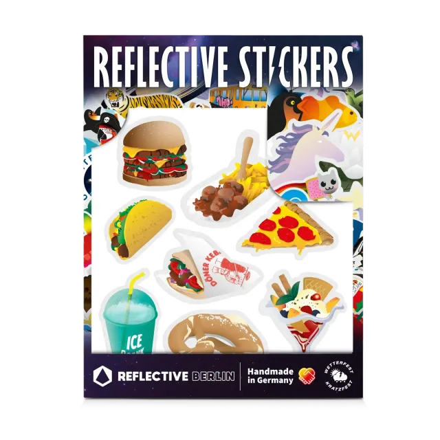 REFLECTIVE BERLIN Junk Food refleksklistermærker sjov børn