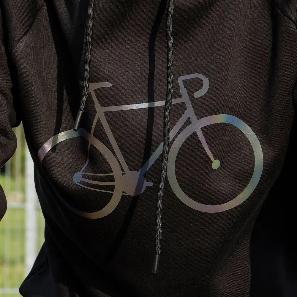 Reflective Berlin Bicycle hoodie sort refleks str. M