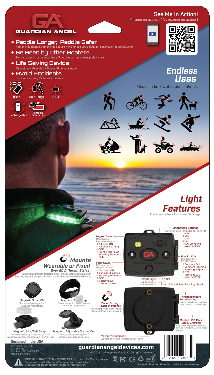 Guardian Angel Kayak LED lygte combo kit hvid