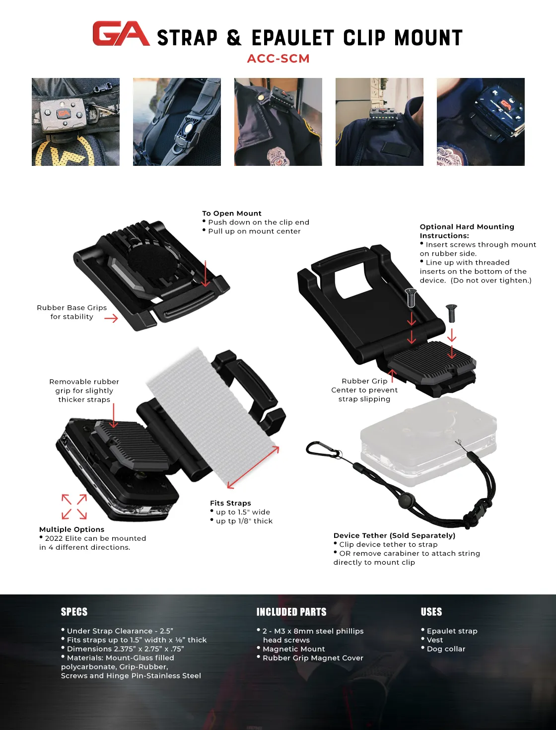Guardian Angel Strap & Epaulet Clip holder til lygte