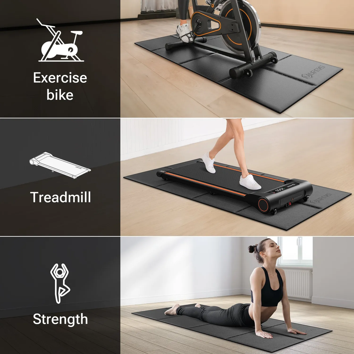 Urevo Foldable træningsmåtte foldbar støjdæmpende