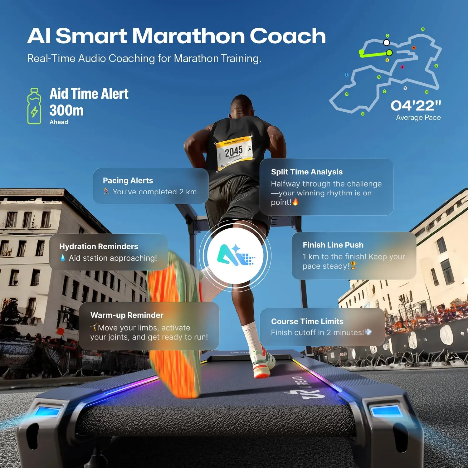 Urevo CyberMega løbebånd black 20 km/t 12% hældning