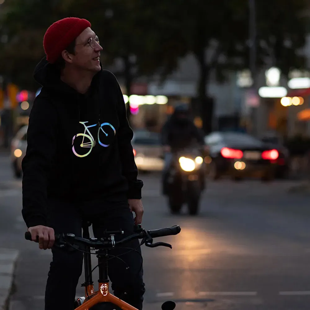 Reflective Berlin Bicycle hoodie sort refleks str. M